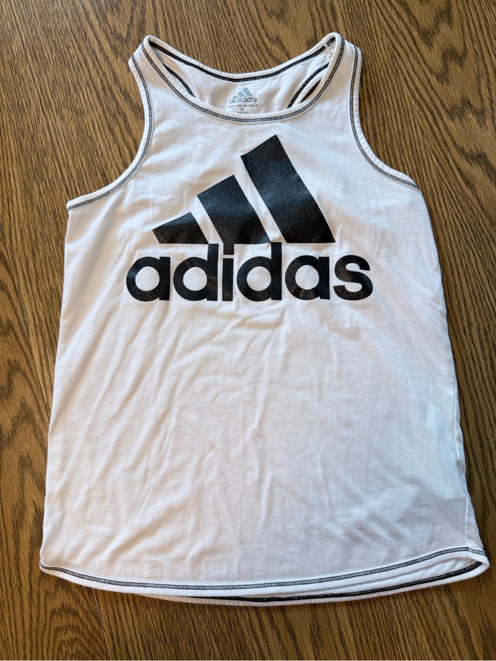 adidas White and Black Logo Racerback Tank